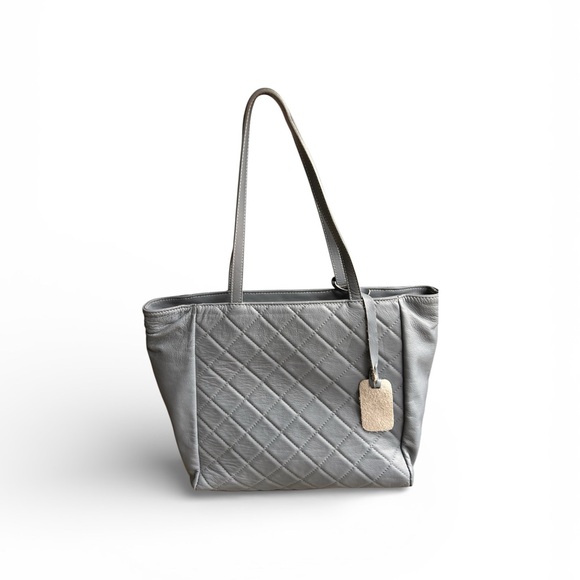 Boutique Handbags - Gray blue quilted leather tote